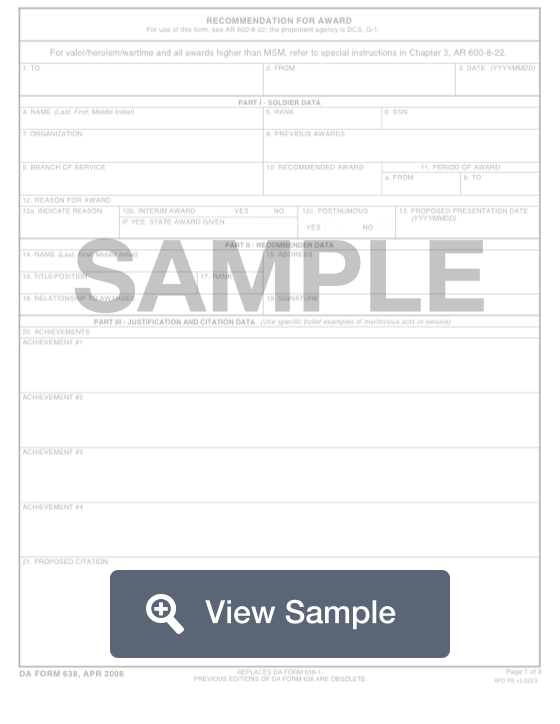 DA 638 Form