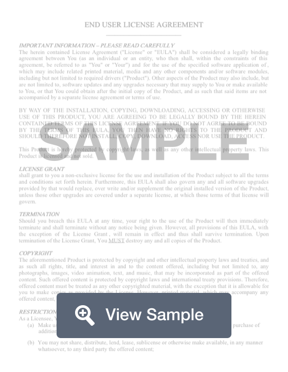 End User Licensing Agreement